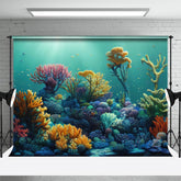 Aperturee - Summer Ocean Coral Reef Backdrop + Mermaid Cave Floor Mat